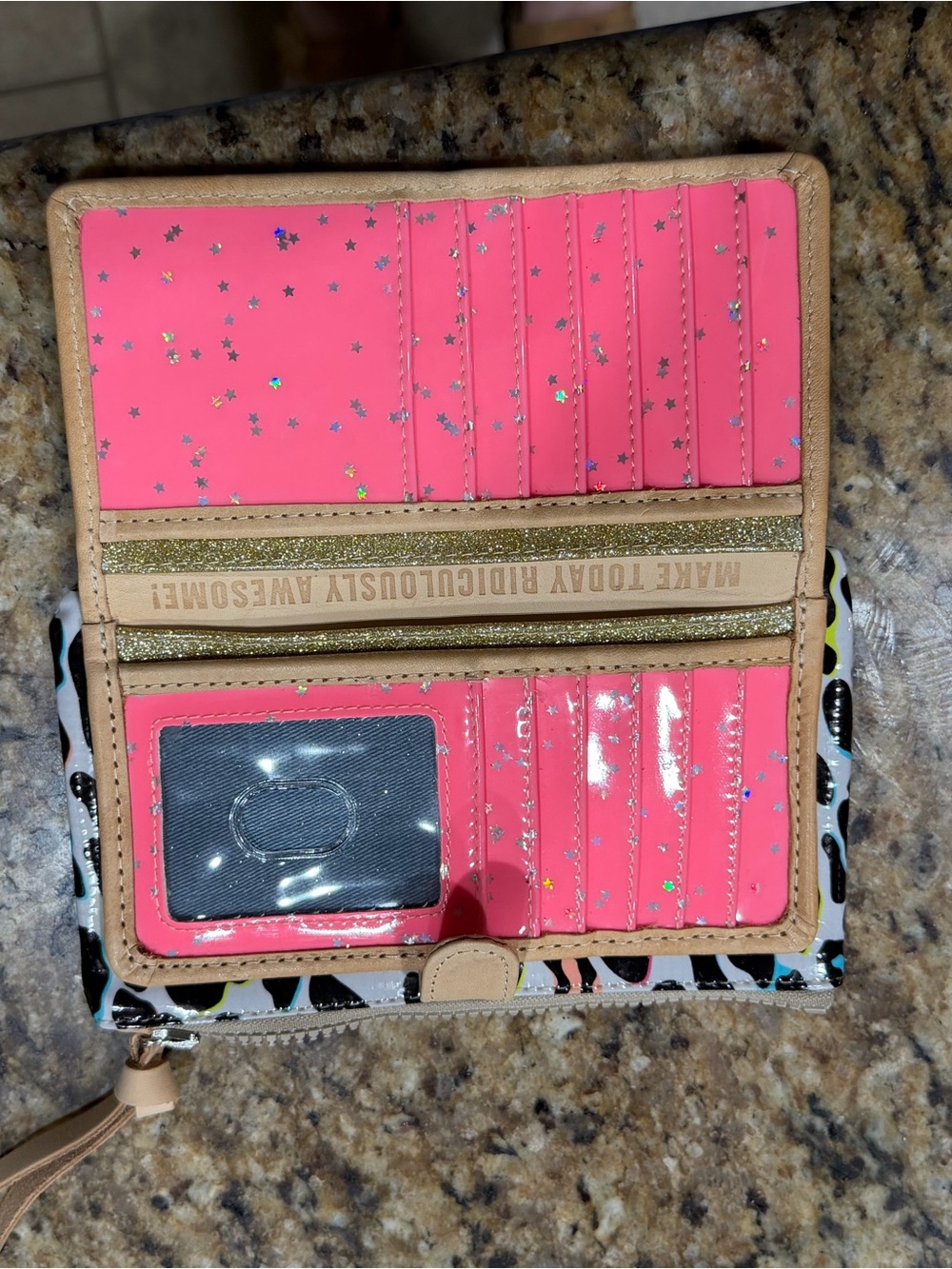 Consuela Leopard-Print Wallet in White with Pink, Blue & Yellow Accents - Picture 2 of 3